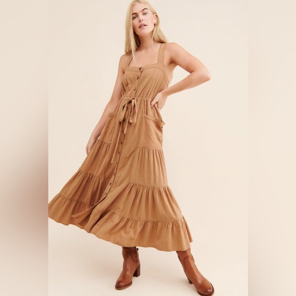 Free people catch the breeze midi linen dress - Picture 1 of 7